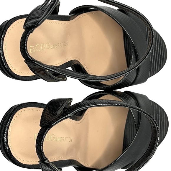 NWT BCBGeneration Black Niada Ankle Straps Platform 4" Heels Pumps Size 7.5 - Picture 4 of 16
